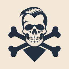 Hand drawn skull and crossbones tattoo illustration