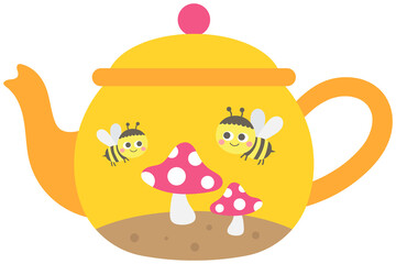 Cute cooking kitchenware illustration kettle teapot
