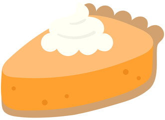 Hand Drawn pumpkin pie with whipped cream