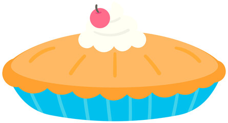 Hand Drawn pumpkin pie with whipped cream