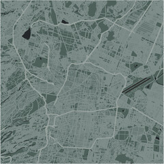 Map of Mexico City in Mexico in a smooth dark style. Contains layered vector with roads water, parks, etc.