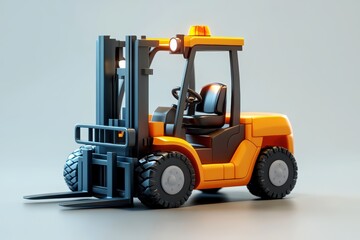 Fototapeta premium Orange forklift on a gray background, showcasing modern design and functionality.