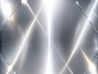 abstract background featuring shiny silver metal plate, showcasing intricate reflections and sleek, modern design. interplay of light creates captivating visual effect