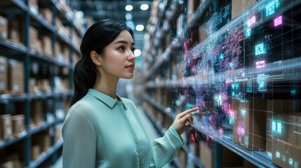 The Woman Interacting with Technology