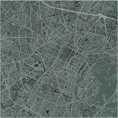 Map of Puebla in Mexico in a smooth dark style. Contains layered vector with roads water, parks, etc.