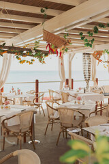 Terrace of beach restaurant 