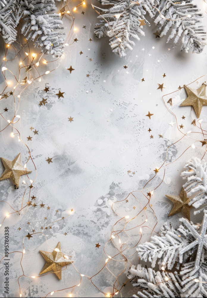 Poster A white background with a star and a snowflake