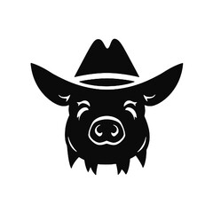 Pig  in a Mexican hat ,vector illustration transparent background 