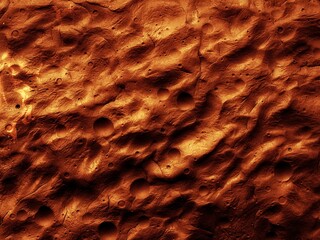 Rocky surface of a desert planet, orbital image. Surface of Mars with craters. © Nazarii