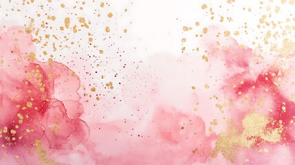 Pink and Gold Watercolor Abstract