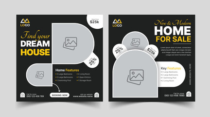 Modern Real estate social media posts design for sale, luxury real estate post template design, real state home, social media post banner template, real estate social media cover banner,Instagram or s
