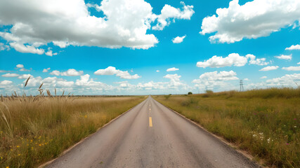 Fototapeta premium Scenic Open Road Under Blue Sky with Clouds