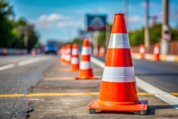 Traffic cone Close up. Copy space image. Place for adding text and design