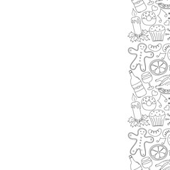 Fototapeta premium Seamless christmas frame. New year background. Doodle illustration with christmas and new year icons