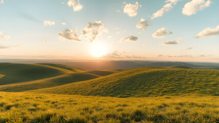 Fototapeta premium Scenic Hills at Sunset with Beautiful Cloud Formation