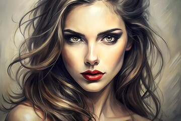 Fototapeta premium sketch beautiful babe funny seduction sharp