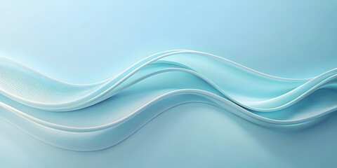 Serene Blue Waves: Abstract 3D Render of Elegant, Flowing Curves 