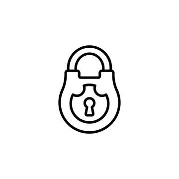 recommend clip art: Vintage lock linear icon. Line customizable illustration. Contour symbol. Vector isolated outline drawing. Editable stroke