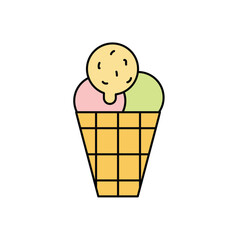 ice cream cone color line icon with white background vector stock illustration