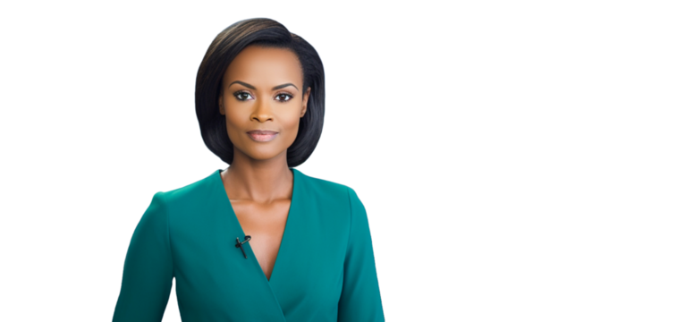 Portrait of a professional African American woman wearing dressed elegantly formal on transparent background PNG. - Powered by Adobe