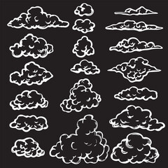 Clouds are a graphic design element with the ability to change color and size. For the design of posters, advertising texts, logos, and social networks. Frames for photos, greeting cards, invitations,