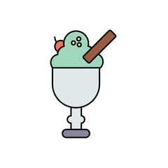 ice cream color line icon with white background vector stock illustration