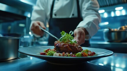 The Chef Plating Delicious Dish
