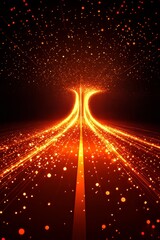 Abstract Background With Luminous Swirls Of Orange Glitter Paths Of Twinkling Glowing Particles,