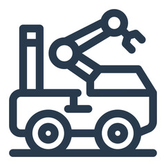 Robotics Club Icon with Mechanical Arm and Wheels