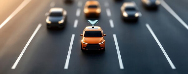 A smart city with AVs navigating streets seamlessly with minimal human intervention, symbolizing the future of urban transportation Smart city, Autonomous vehicles
