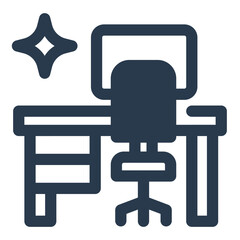 Modern Office Desk with Chair Icon