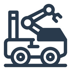Robotics Club Icon with Mechanical Arm and Wheels