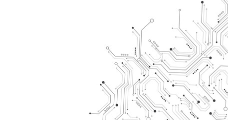 Technology black circuit diagram concept.High-tech circuit board connection system.Vector abstract technology on a white background.