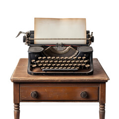 Discover the Timeless Charm of a Classic Typewriter, a Symbol of Creativity and Expression Set Against a Black Background, ,isolated on transparent background, cut out, png