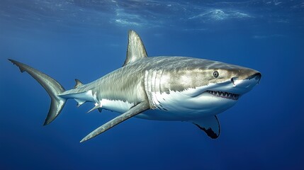 Fototapeta premium A large shark is swimming in the ocean