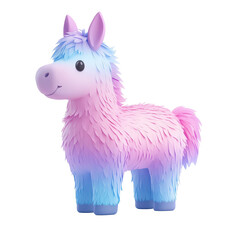 A pink and blue giraffe with a pink mane and blue spots