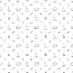 Seamless christmas pattern. New year background. Doodle illustration with christmas icons