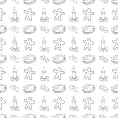 Seamless christmas pattern. New year background. Doodle illustration with christmas icons
