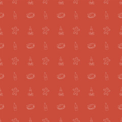 Seamless christmas pattern. New year background. Doodle illustration with christmas icons