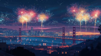 Fototapeta premium New Year's Eve Celebrations and Fireworks in Major Cities Around the World, Generative AI