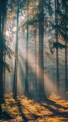 Naklejka premium A forest with trees in the foreground and background