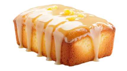 A cake with a yellow glaze on top