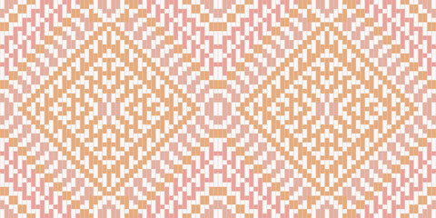 Mosaic Ethnic Geometric Patternfolk Embroidery, Aztec Geometric Ornament Print. Design for Carpet, Wallpaper, Clothing, Wrapping, Fabric