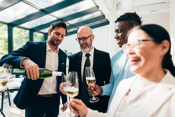 Businessmen and businesswomen making a corporate party