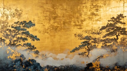 金箔を使った日本画　AI