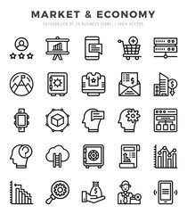 Market & Economy icons set. Collection of simple Lineal web icons.