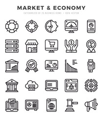Market & Economy web icons in Lineal style.