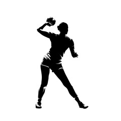 Handball women, female handball player, isolated vector silhouette