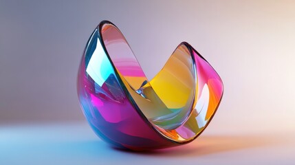 A vibrant, abstract glass sculpture showcasing a blend of colors and smooth curves, perfect for modern decor.