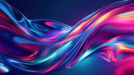 Naklejka premium A vibrant, abstract wave of flowing colors in shades of blue, pink, and purple, creating a sense of fluid motion and energy.